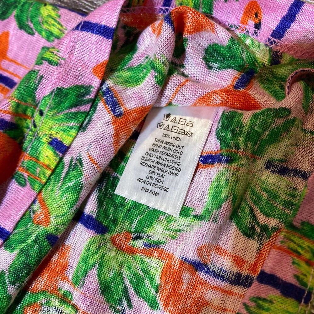 Bouffants & Broken Hearts Women’s M Linen Tank Top Flamingo‎ Print Tunic Pink - Picture 6 of 6